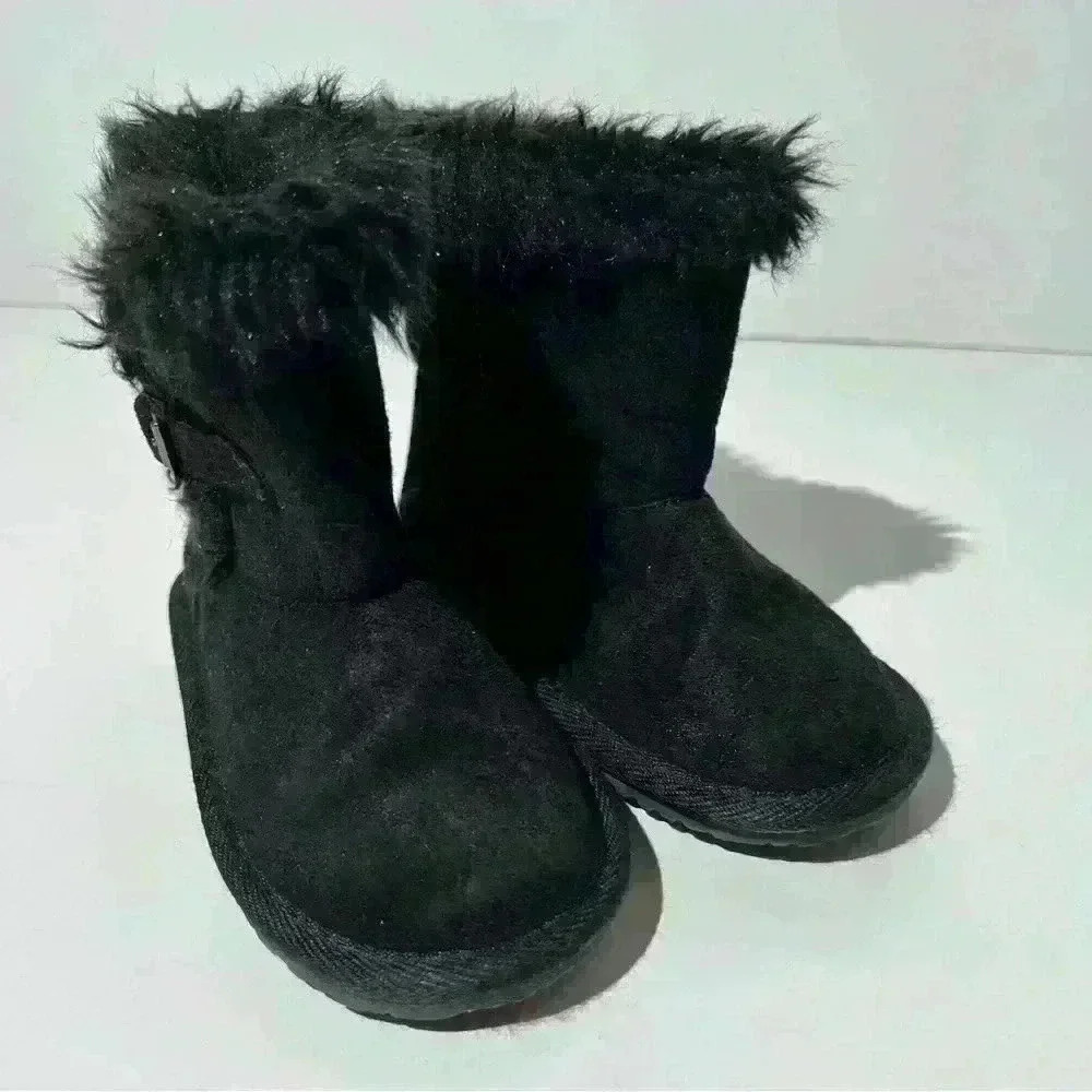 Girls Black Faux Suede Boots